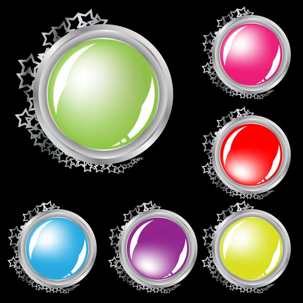 Set of vector buttons with stars — Stock Vector
