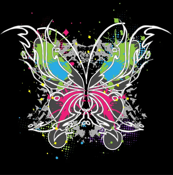 The abstract butterfly on black backgro — Stock Vector