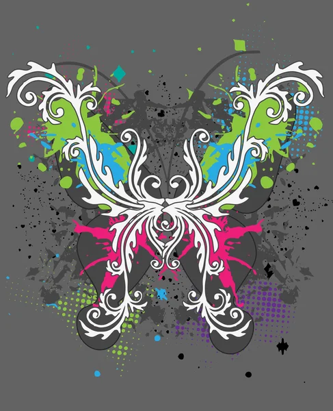Le papillon abstrait sur grunge backgr — Image vectorielle