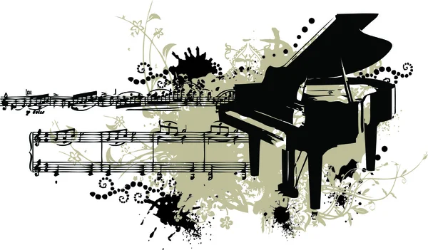 Grunge-Piano mit Notensystem — Stockvektor