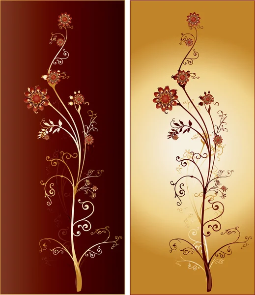 Два высоких украшенных замысловатых цветка Векторная Графика