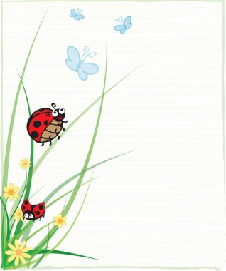 Ladybug with Butterflies Illustration clipart