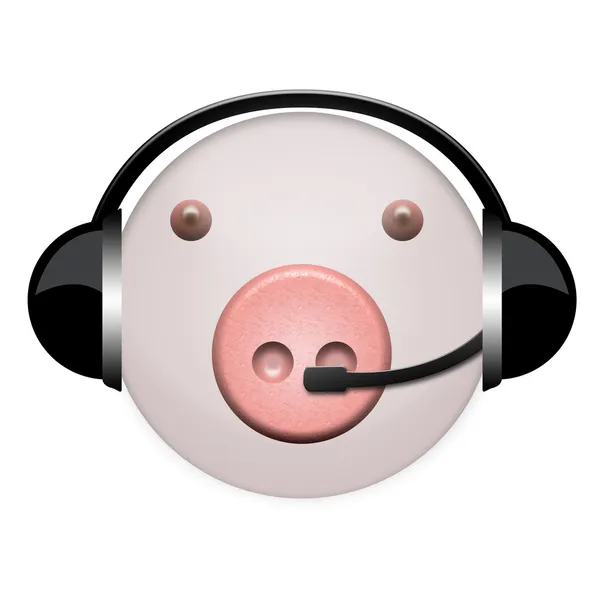 豚ヘッドフォン — ストック写真
