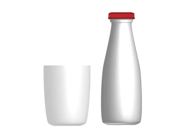 Milchflasche und Glas — Stockvektor
