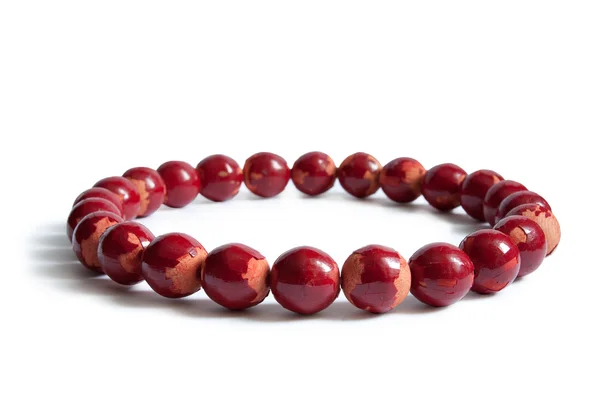 Perlas de madera rojas viejas — Foto de Stock