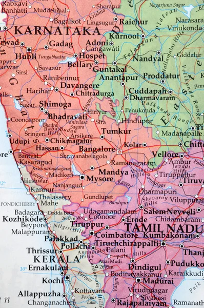 Södra Indiska karta — Stockfoto