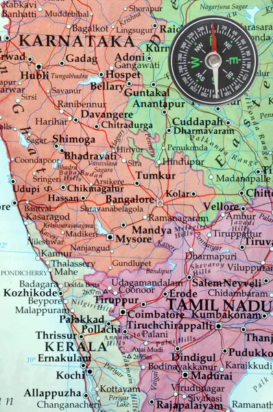 Karta över södra Indiska stater — Stockfoto