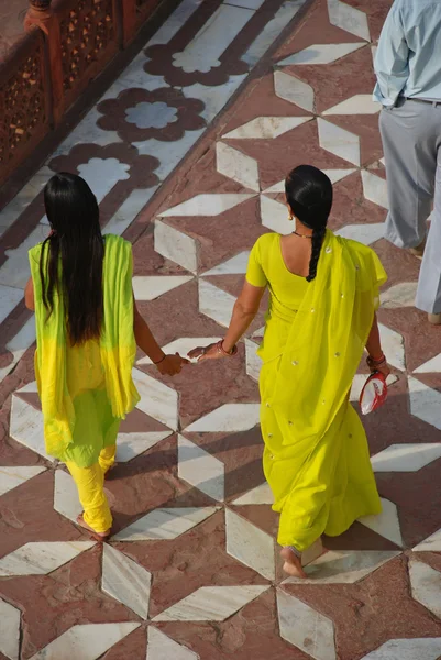 Visitantes no Taj Mahal Imagem De Stock