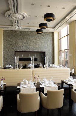 Restaurant in luxury hotel, Dubai, UAE clipart