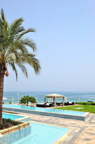 Hotel recreatiegebied, fujeirah, Verenigde Arabische Emiraten — Stockfoto