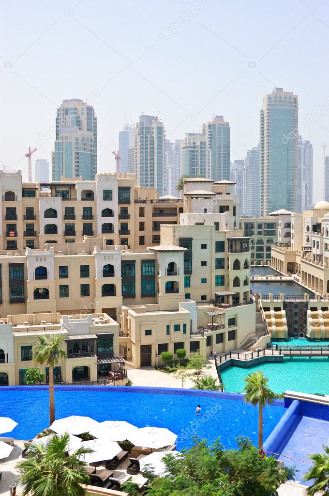 Swimming pool in Dubai downtown, UAE