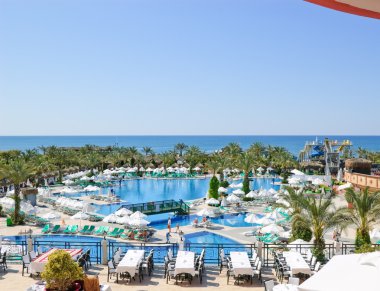 Hotel at Mediterranean Sea, Antalya clipart