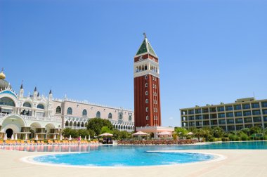 Venice style hotel with pool jacuzzi clipart