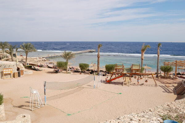Beach at popular hotel, Sharm el Sheikh
