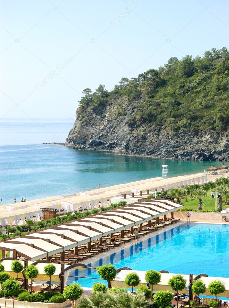 Hotel on Mediterranean Sea shore