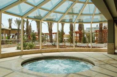 Jacuzzi at Mediterranean resort clipart