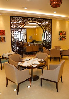 Restaurant in luxury hotel, Dubai, UAE clipart