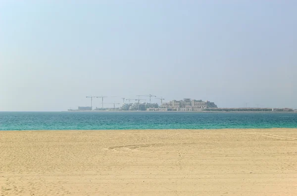 Hotels construction on Palm Jumeirah — Stock Photo, Image