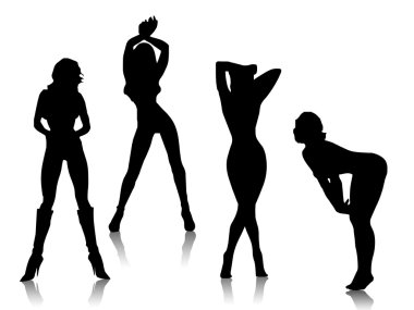 Beautiful girls silhouettes clipart