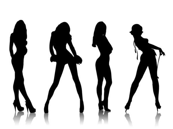 Beautiful girls silhouettes — Stock Photo, Image