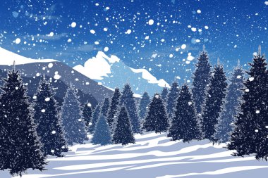 Snowy winter forest clipart