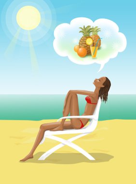 Thirst girl on the beach clipart