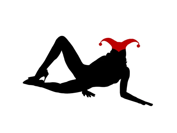 Black sexy laying girl silhouette — Stock Photo, Image