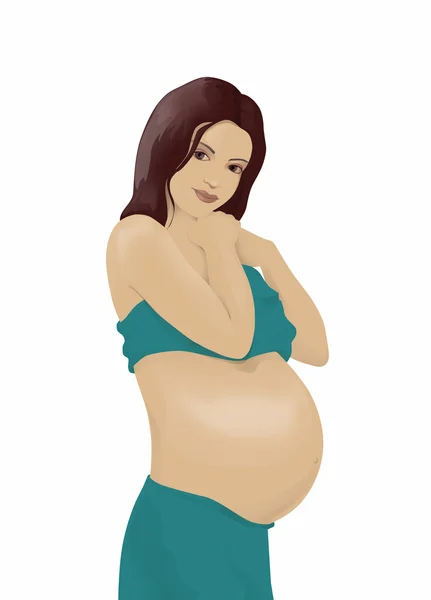 Беременная женщина в синем — стоковое фото