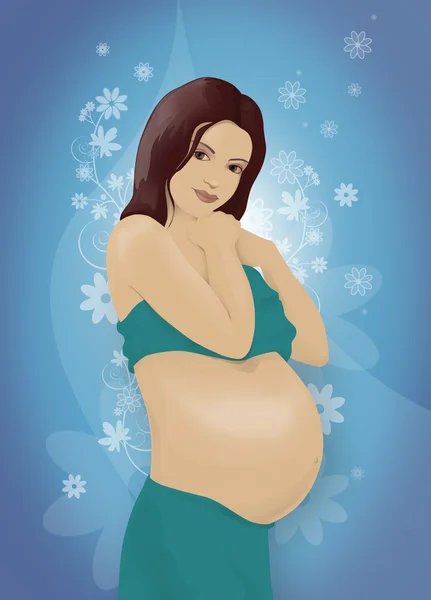 孕妇在蓝色 — 图库照片