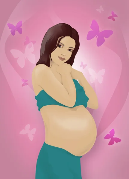 Kobieta w ciąży w kolorze niebieskim — Zdjęcie stockowe