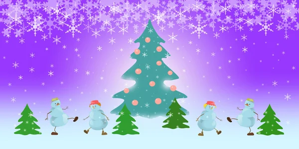 Snowman on the violet background — Stock Photo, Image