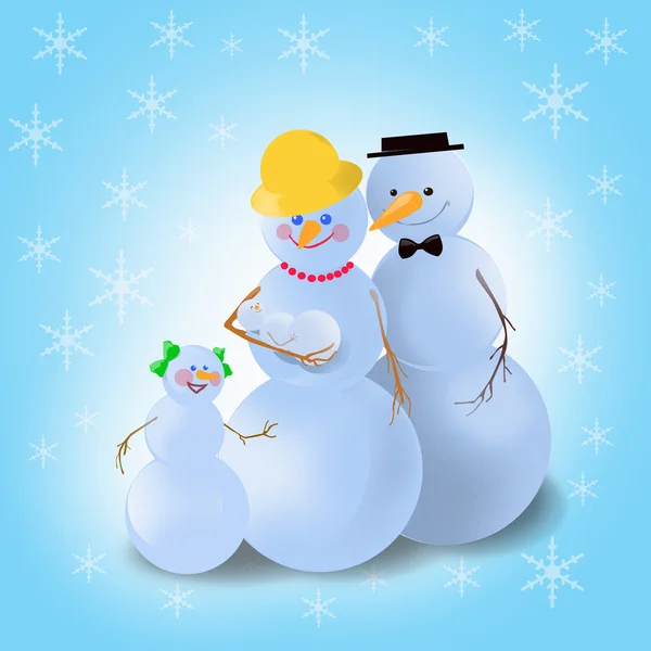 Inverno snowman família — Fotografia de Stock