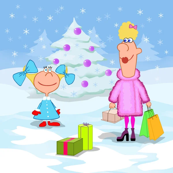 Weinig meisje en Kerstmis vakantie — Stockfoto