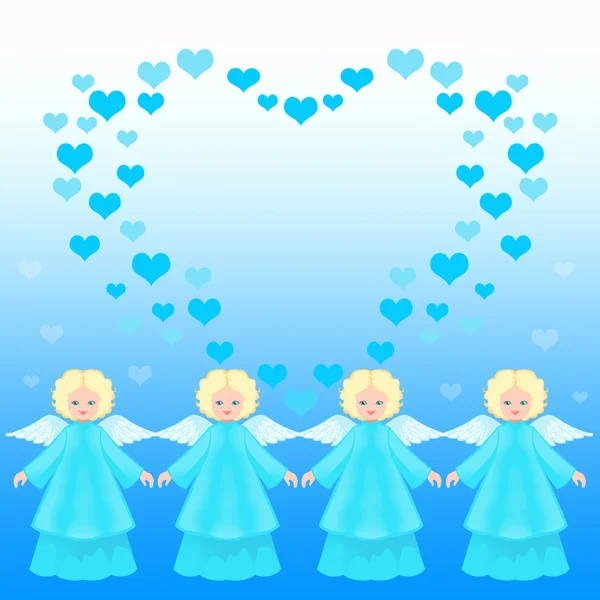 천사 들과 함께 발렌타인 데이 카드 — 스톡 사진