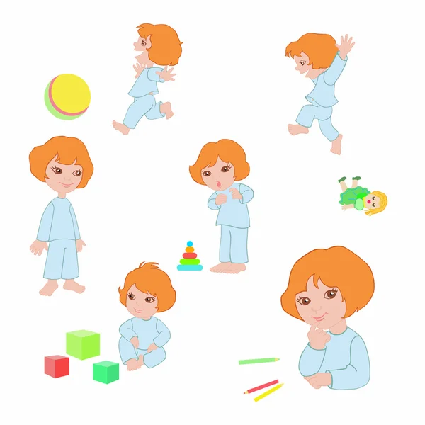 Ícones da menina com brinquedos — Fotografia de Stock