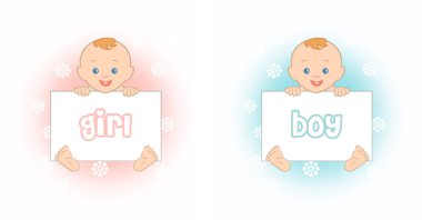 Baby-boy and baby-girl clipart