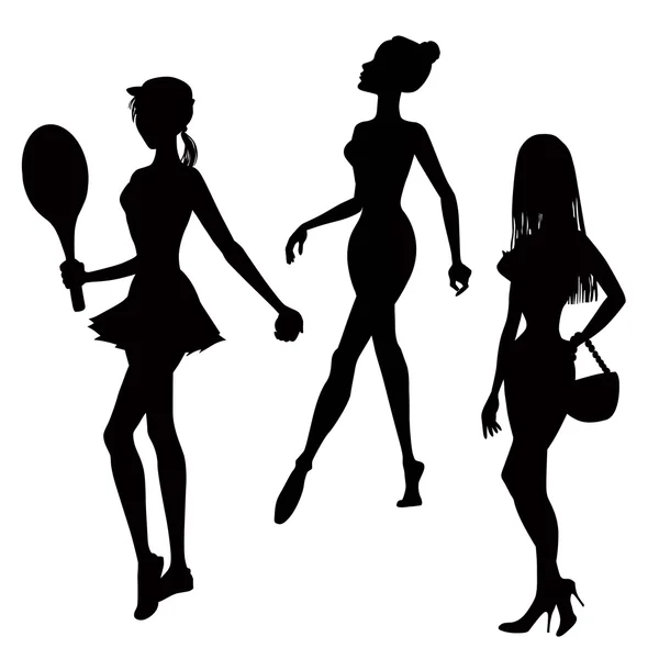 Drie vrouwen silhouetten — Stockfoto
