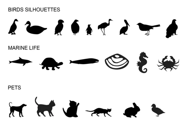 Muitos animais silhuetas — Fotografia de Stock