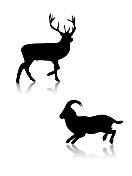 Deer and got silhouettes — Stock Photo, Image