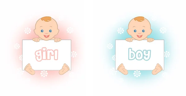 Baby-boy e baby-girl Fotografias De Stock Royalty-Free