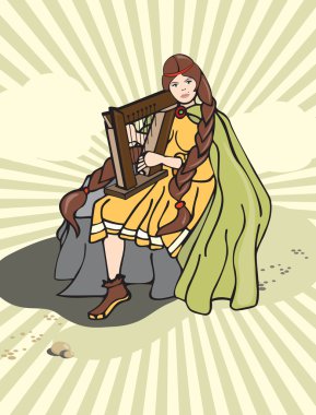 Girl harp clipart