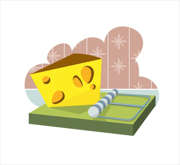 stock vector Cheese in a mousetrap