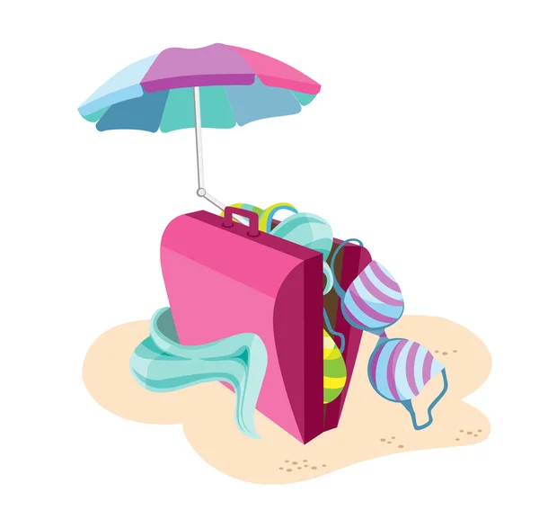 Suitcase_beach — Stock Vector