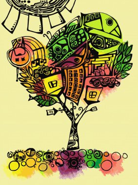 Stylized autumn tree clipart