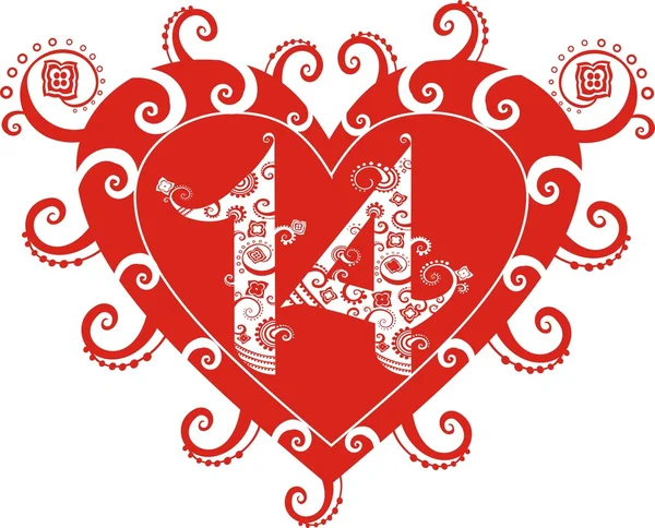 Valentijn, gestileerde hart — Stockvector