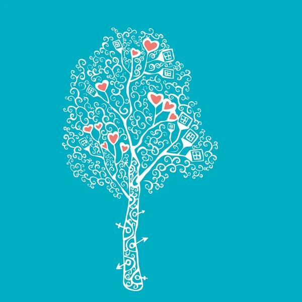 Şirin Sevgililer ağaç — Stok Vektör