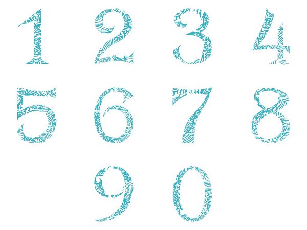 Set of stylized numbers