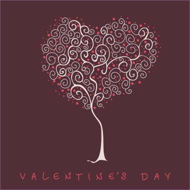 Stylized tree, valentine's day card clipart