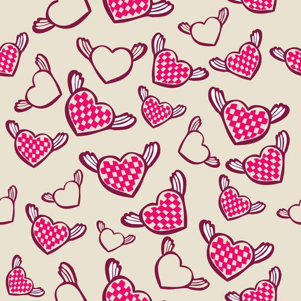 Seamless pattern with flying hearts — Stock Vector