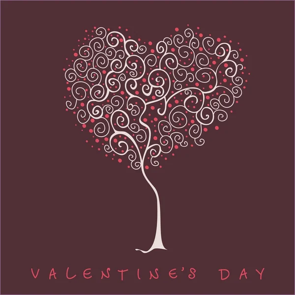 Gestileerde boom, Valentijnskaart — Stockvector
